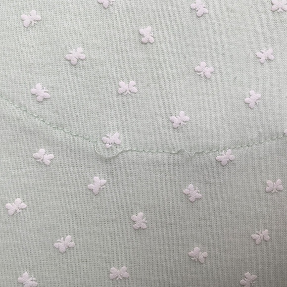 2000s Lime Green Butterfly Print Fairy Ditzy Lettuce Hem Plus Size Tee XXL 18/20 - Picture 8 of 9